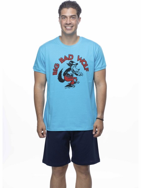 GALAXY - Ανδρική Καλοκαιρινή Πιτζάμα Big Bad Wolf #705 Γαλάζιο GALAXY - Ανδρική Καλοκαιρινή Πιτζάμα Big Bad Wolf #705 Γαλάζιο
