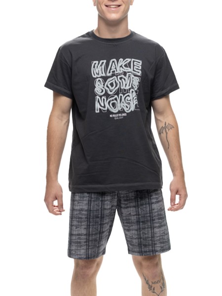 GALAXY - Ανδρική Καλοκαιρινή Πιτζάμα Make Noise #717 Γραφίτης