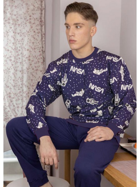 GALAXY - Ανδρική Χειμερινή Πιτζάμα “Nasa” #801 Μπλε GALAXY - Ανδρική Χειμερινή Πιτζάμα “Nasa” #801 Μπλε