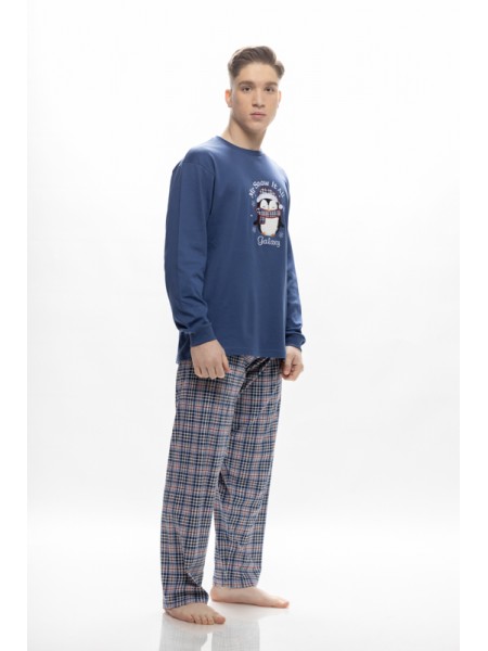 GALAXY - Ανδρική Χειμερινή Πιτζάμα “Snow It All” #791 Μπλε Ραφ GALAXY - Ανδρική Χειμερινή Πιτζάμα “Snow It All” #791 Μπλε Ραφ