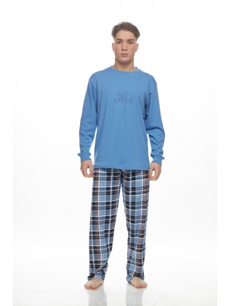GALAXY - Ανδρική Χειμερινή Πιτζάμα “HIS” #790 Μπλε Ραφ