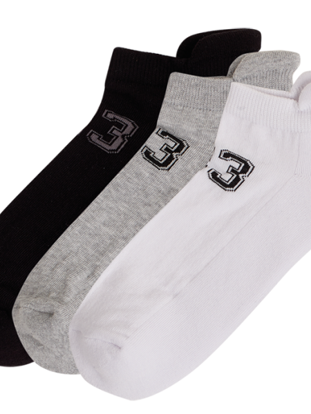 MEWE Ανδρικές Αθλητικές Κάλτσες Κοντές Set 3 τεμαχίων - 0400 Μαύρο / Γκρι / Λευκό