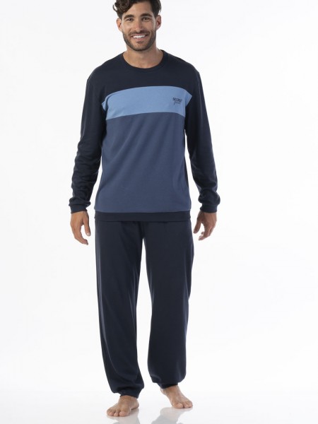 SECRET POINT - Ανδρική Χειμερινή Πιτζάμα Βαμβακερή #223-010 Μπλε