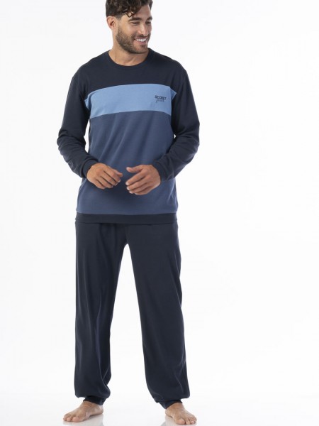 SECRET POINT - Ανδρική Χειμερινή Πιτζάμα Βαμβακερή #223-010 Μπλε