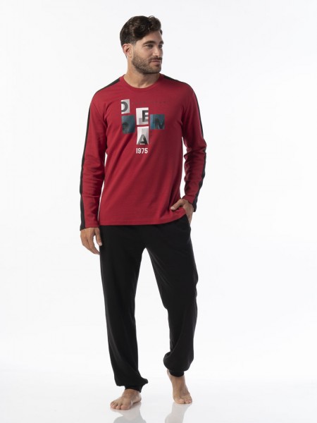 SECRET POINT - Ανδρική Χειμερινή Πιτζάμα Βαμβακερή "DREAM" #223-040 Μπορντό