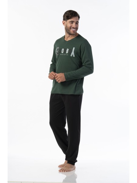 SECRET POINT - Ανδρική Χειμερινή Πιτζάμα Βαμβακερή "GOODBOY" #223-041 Κυπαρισσί