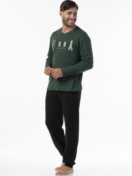 SECRET POINT - Ανδρική Χειμερινή Πιτζάμα Βαμβακερή "GOODBOY" #223-041 Κυπαρισσί