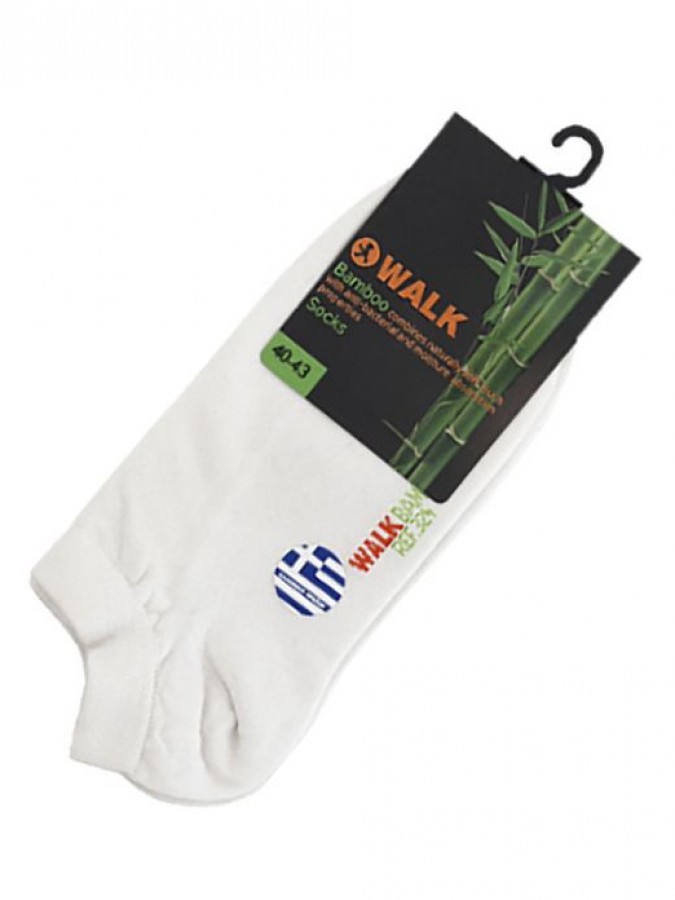 WALK Ανδρικές Κάλτσες Κοφτές Bamboo ΛΕΥΚΟ - W324