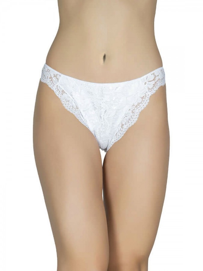 AA UNDERWEAR Κυλοτάκι Bikini Δαντέλα cotton/modal 2ΤΕΜ #506 Λευκό