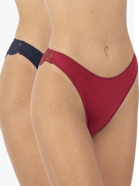 AA UNDERWEAR Κυλοτάκι Brazil Δαντέλα Cotton/Modal 2ΤΕΜ #580 Σκούρο Μπλε & Μπορντό