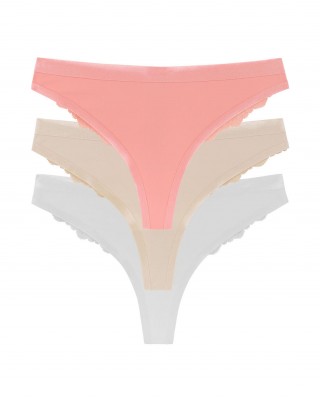 DORINA CRYSTAL Γυναικείο Slip String 3 τεμ - D001158MI033-3X0060 Κοραλί-Μπεζ-Λευκό