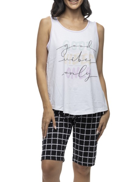 GALAXY - Γυναικεία Πιτζάμα Καλοκαιρινή #617 Λευκό