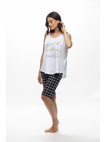 GALAXY - Γυναικεία Πιτζάμα Καλοκαιρινή #617 Λευκό GALAXY - Γυναικεία Πιτζάμα Καλοκαιρινή #617 Λευκό