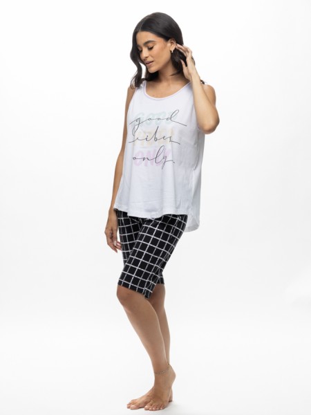 GALAXY - Γυναικεία Πιτζάμα Καλοκαιρινή #617 Λευκό