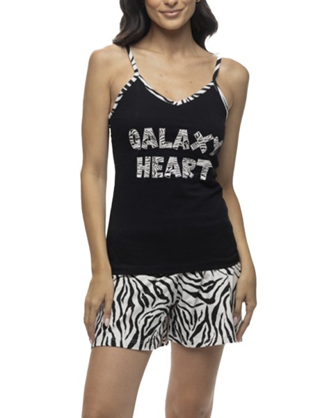 GALAXY - Γυναικεία Πιτζάμα Καλοκαιρινή #619 Μαύρο