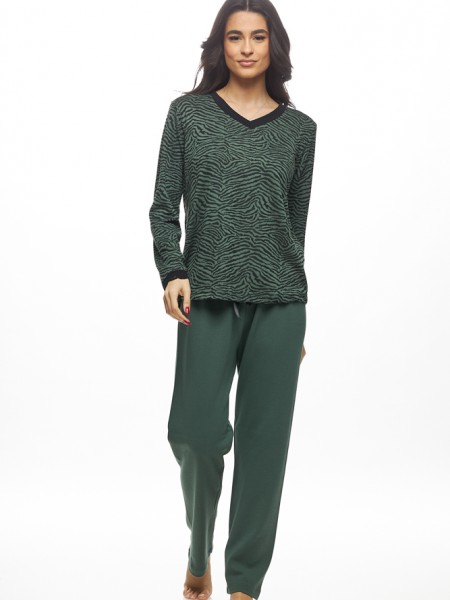 GALAXY - Γυναικεία Χειμερινή Πυτζάμα Βαμβακερή "animal print" #820 Πράσινο