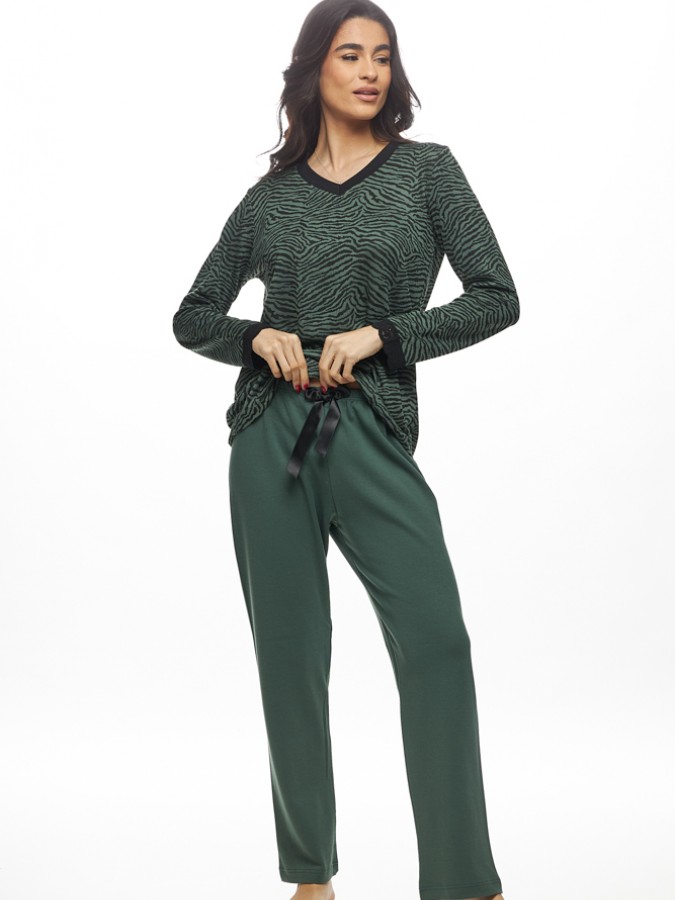 GALAXY - Γυναικεία Χειμερινή Πυτζάμα Βαμβακερή "animal print" #820 Πράσινο