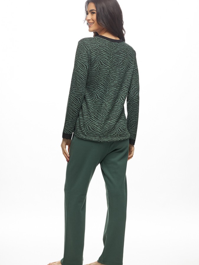 GALAXY - Γυναικεία Χειμερινή Πυτζάμα Βαμβακερή "animal print" #820 Πράσινο