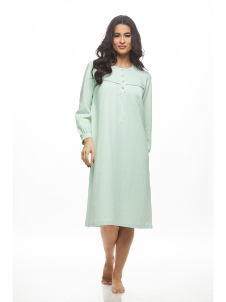 GALAXY - Γυναικεία Χειμερινή Νυχτικό Midi με Κουμπιά Βαμβακερή #827 Μέντα GALAXY - Γυναικεία Χειμερινή Νυχτικό Midi με Κουμπιά Βαμβακερή #827 Μέντα