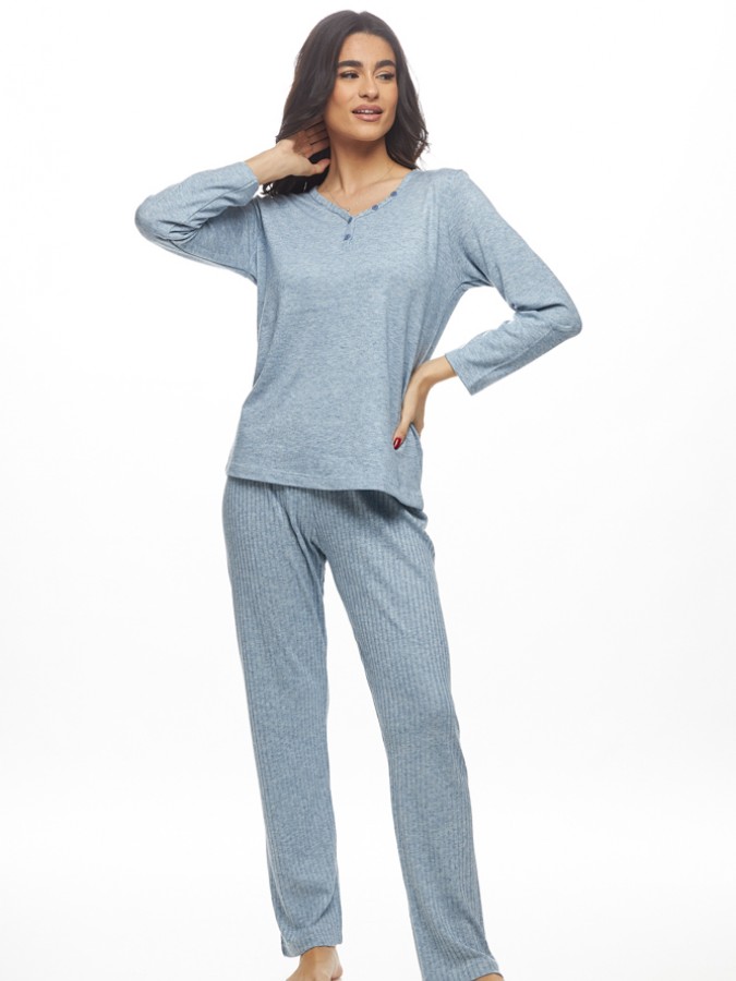 GALAXY - Γυναικεία Χειμερινή Πυτζάμα Βισκόζι #832 Γαλάζιο