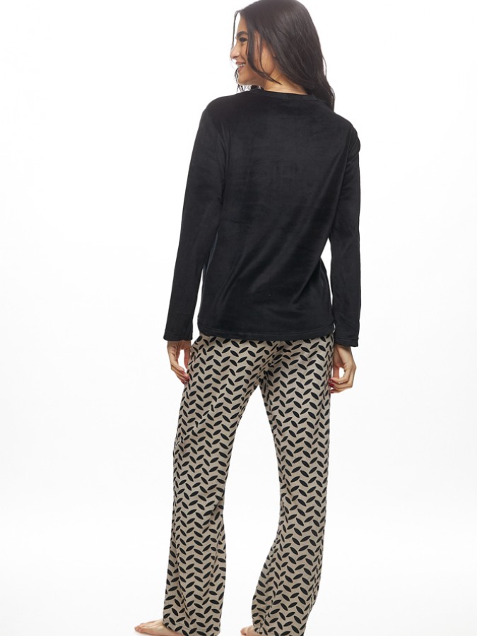 GALAXY - Γυναικεία Χειμερινή Πυτζάμα Βελουτε "Chic" #840 Μαύρο