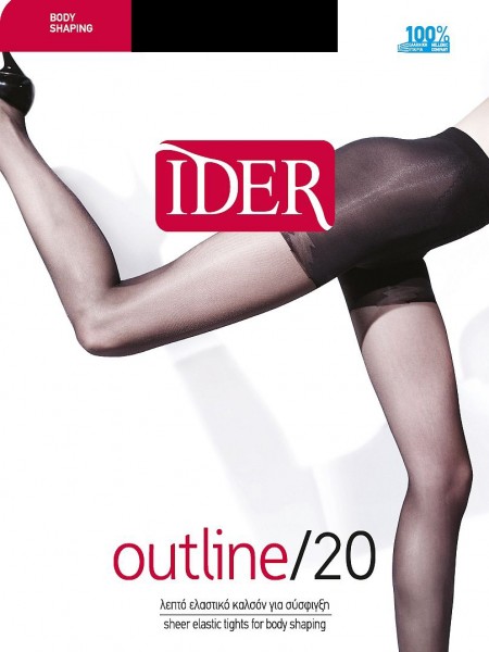 IDER Γυναικείο Καλσόν Body Shaping  Διπλής Επικάλυψης Λεπτό Ελαστικό 20 DEN #1257 Black