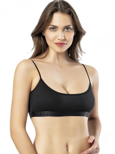 KOTA Μπουστάκι RIB με λεπτή τιράντα - 4629 Μαύρο