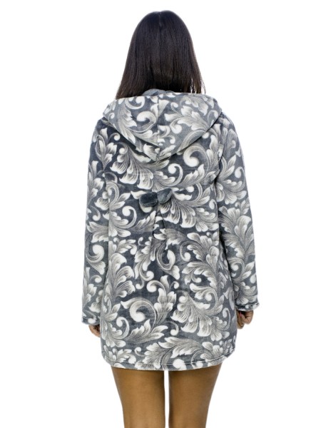 KOYOTE - Γυναικεία Ρόμπα κοντή Fleece με Κουμπί και Κουκούλα - ΚΓ5217 Γκρι Μπλε KOYOTE - Γυναικεία Ρόμπα κοντή Fleece με Κουμπί και Κουκούλα - ΚΓ5217 Γκρι Μπλε