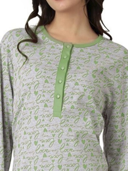 LYDIA CREATIONS - Γυναικείο Χειμερινό Νυχτικό Κουμπιά Love #23561 Μέντα LYDIA CREATIONS - Γυναικείο Χειμερινό Νυχτικό Κουμπιά Love #23561 Μέντα