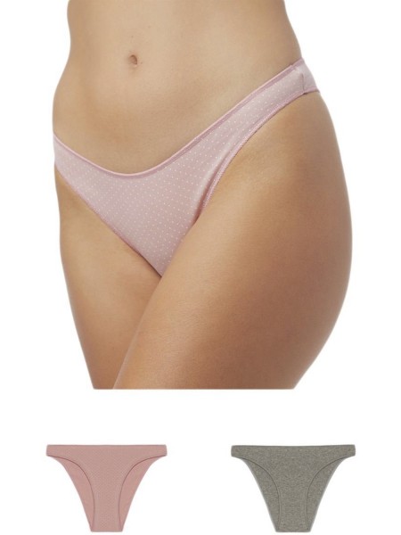 Minerva Slip Miss Rio Invisible (βαμβακερό) 2τεμ - 81358 Grey Mel-Pink Dots