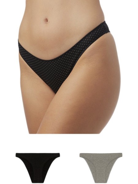 Minerva Slip Miss Rio Invisible (βαμβακερό) 2τεμ - 81358 Grey Mel-Black Dots