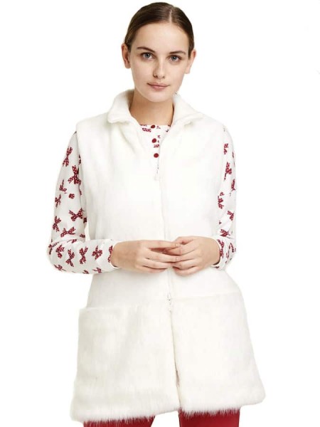 NOIDINOTTE - Γυναικεία Ρόμπα κοντή Fleece Χωρίς Μανίκι - GE1981 Γκρι