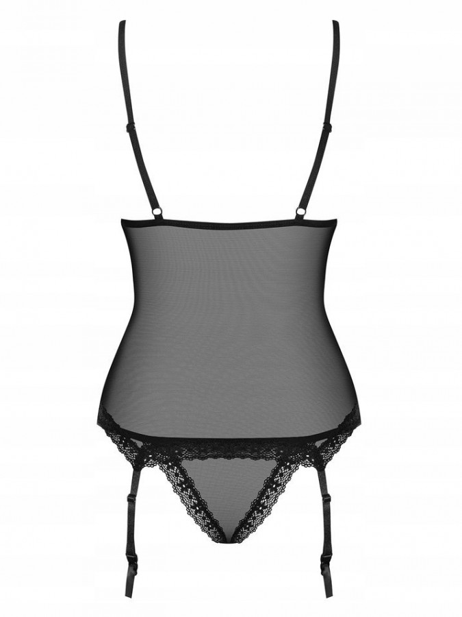 Obsessive 820-COR-1 Corset & Thong Black