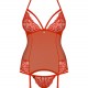 Obsessive 838-COR-1 Corset & Thong Red