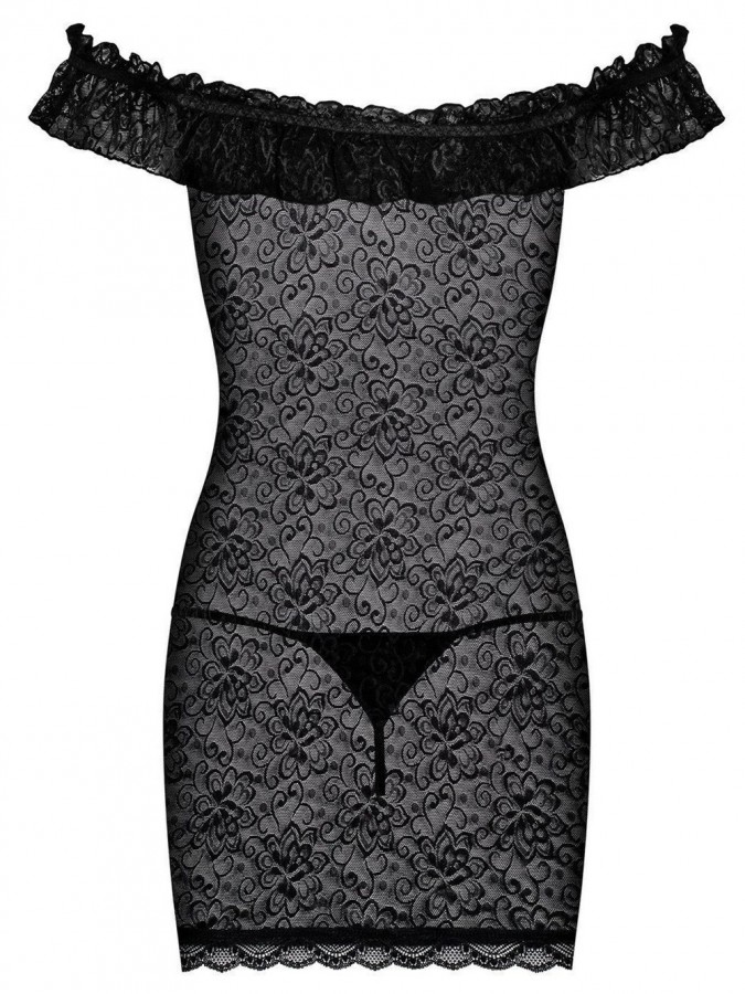 Obsessive Diamond Chemise & Thong Black