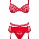 Obsessive Heartina Sexy Set Bra, Garter Belt & Thong Red