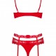 Obsessive Heartina Sexy Set Bra, Garter Belt & Thong Red