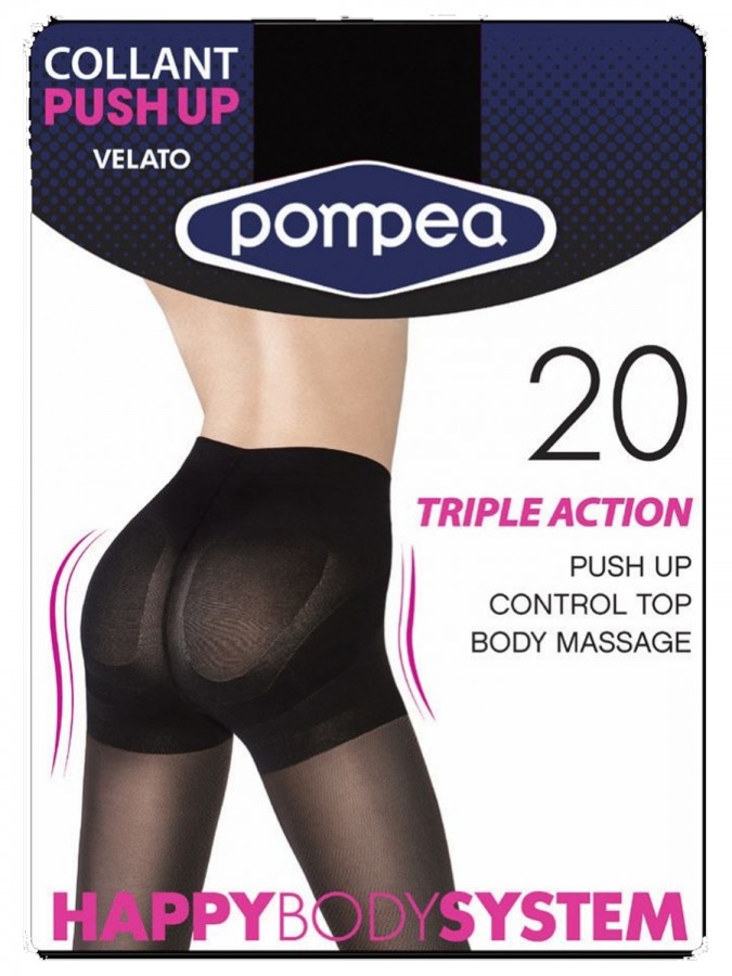 POMPEA Γυναικείο Καλσόν Push Up 20 DEN - Triple Action #VELATO - Μαύρο