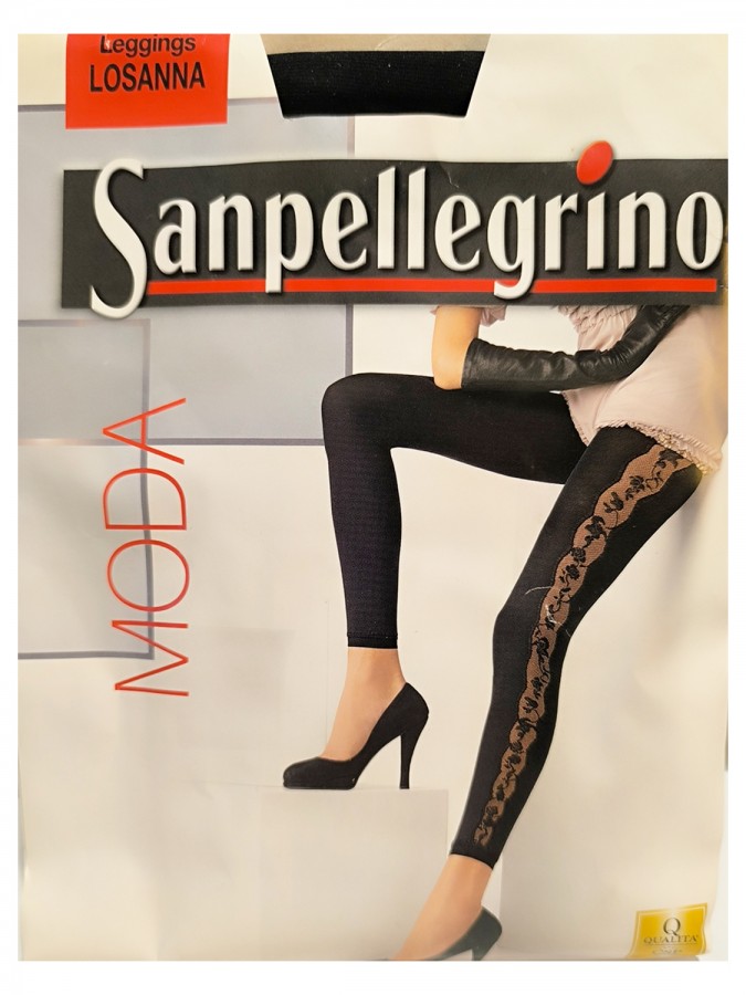 SANPELLEGRINO Moda Leggings Γυναικείο Αδιαφανή Κολάν με Σχέδιο #Losanna Μαύρο