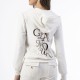 SECRET POINT - Γυναικεία Φόρμα Βελουτέ Με Κουκούλα #223-816 Λευκό