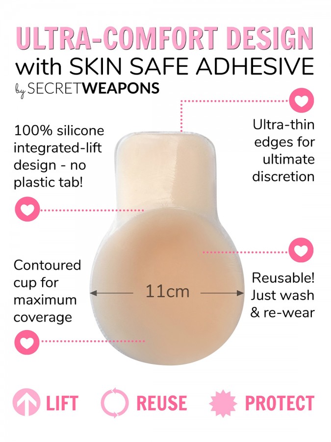 SECRET WEAPONS Αυτοκόλλητο Push Up Lift Ups Cup A-D - Μπεζ - SW047