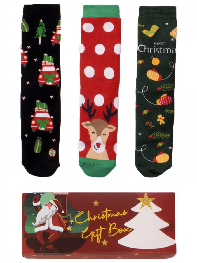 SOMA Γυναικείες Χριστουγεννιάτικες Κάλτσες 3 Ζευγάρια #GFBOX2 Πολύχρωμες