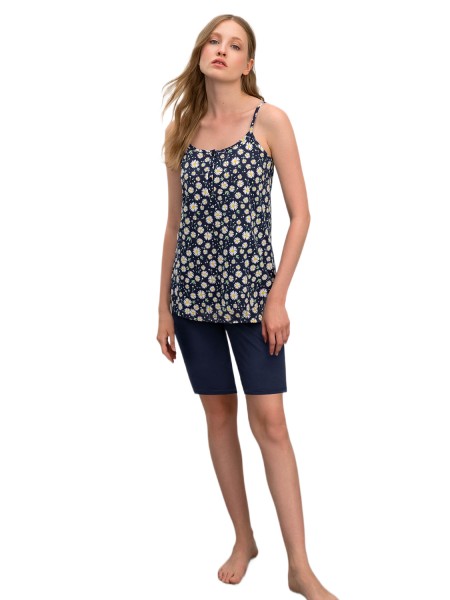 Vamp - Γυναικεία Πιτζάμα Βαμβακερή με τιράντες #70059 BLUE MARINE 