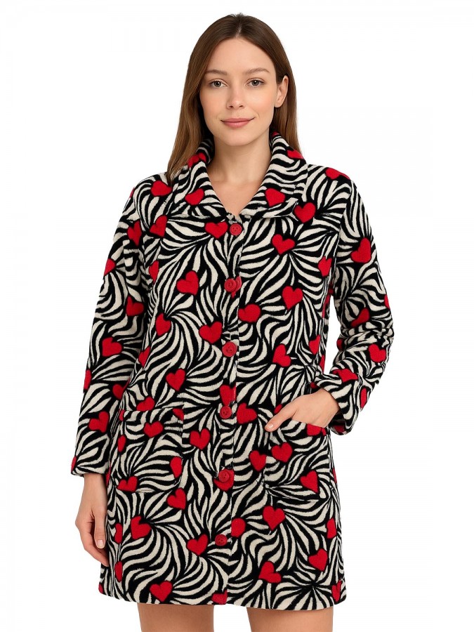 GIOTA - Γυναικεία Ρόμπα Fleece με Κουμπιά - 1242 Ζεβρε GIOTA - Γυναικεία Ρόμπα Fleece με Κουμπιά - 1242 Ζεβρε