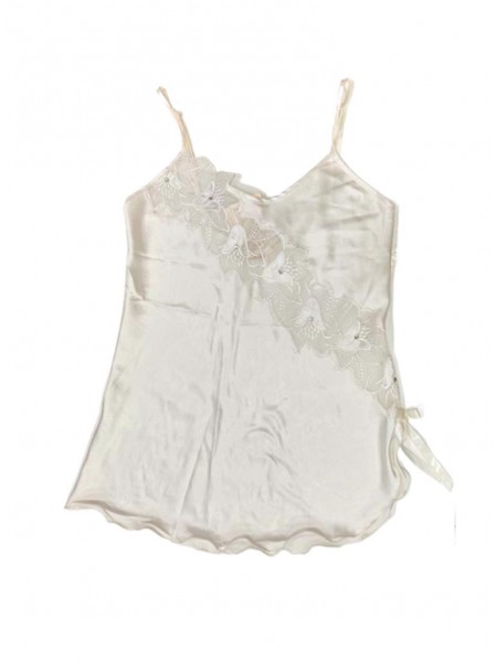 MILLE NOTTI Γυναικεία σατέν πιτζάμα #Annie Λευκό MILLE NOTTI Γυναικεία σατέν πιτζάμα #Annie Λευκό