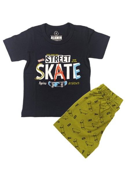 ALKMIN Παιδικό Σετ Κοντομάνικο Με Σορτσάκι για αγόρια 4-10 ετών #223-0638 Μπλε