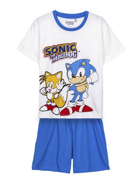 CERDA Παιδική Πυτζάμα Καλοκαιρινή για αγόρι 6-12 ετών Sonic #1339 Λευκό