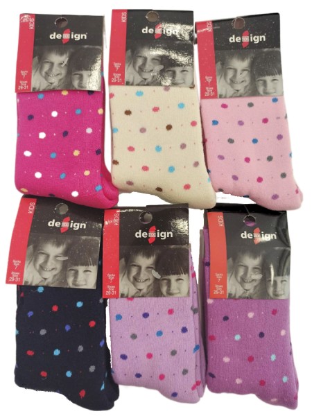 DESIGN Kάλτσες πετσετέ για κορίτσι σετ 6 ζεύγη #DOTS