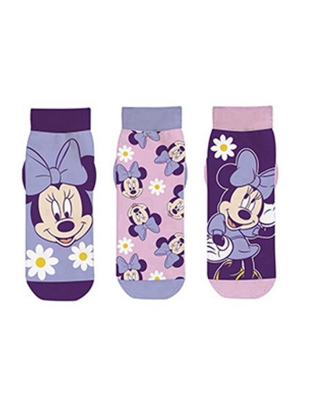 DISNEY Kάλτσες Κοντές για κορίτσι σετ 3 ζεύγη Minnie Mouse #38132 Μοβ