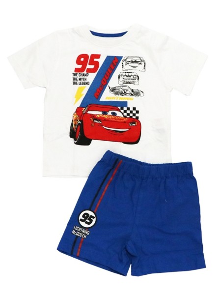 DISNEY Παιδική Πιτζάμα Καλοκαιρινή για αγόρι 3-8 ετών Cars #79164 Λευκό